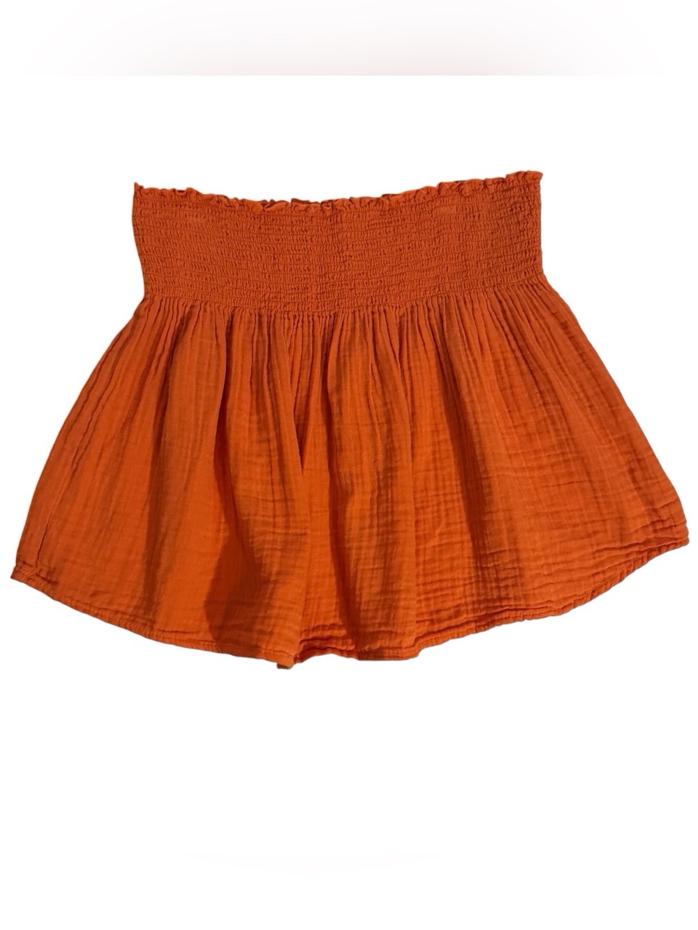 Stark X Size Medium Orange Gauze Mini Skirt Cotton Boho Beach Elastic Waist